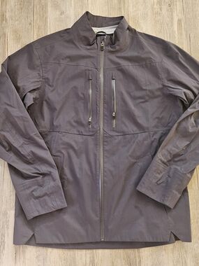 Aether Men's Dark Gray Lightweight Zip Up Rain Jacket XL Outdoor Hiking
